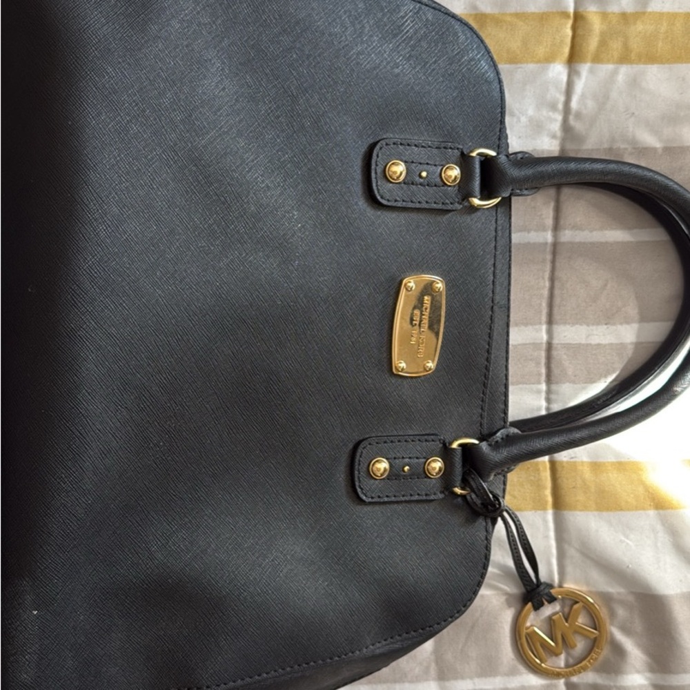 Michael Kors Black Satchel with Gold Accents